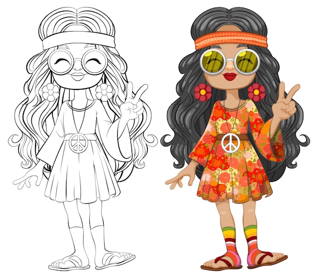 Groovy 70s Fashion Girl Illustration