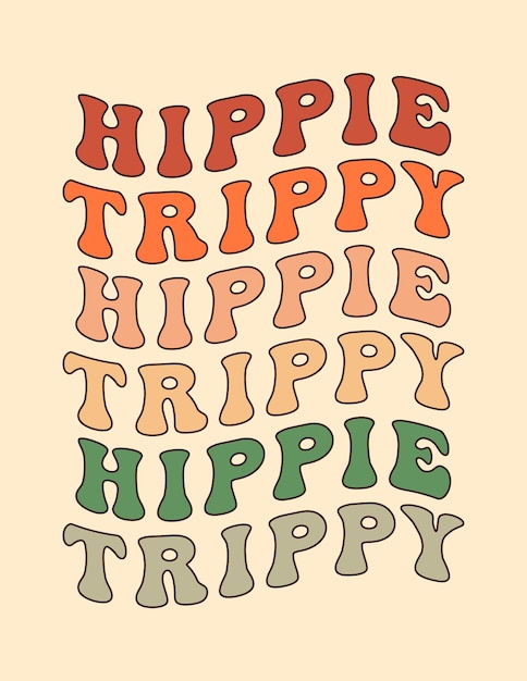 벡터 복고풍 만화 스타일의 hippie trippy 슬로건 벡터 사이키델릭 배경이 있는 groovy 70년대 포스터