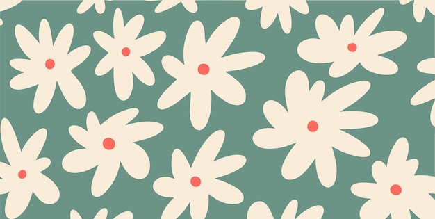 Groovy abstract daisy flowers background, retro 70s 60s hippie aesthetic