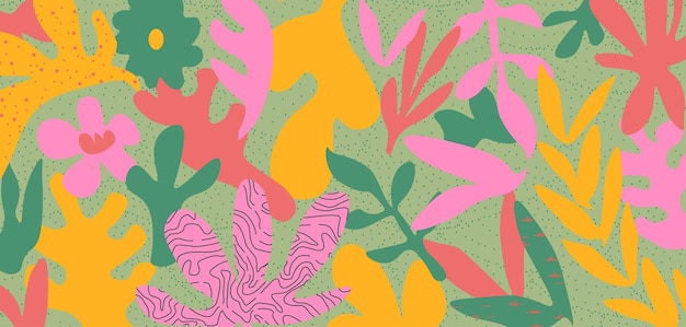 Groovy arte floreale astratta forme di doodle organiche in stile hippie retrò e alla moda ingenuo degli anni '60 e '70