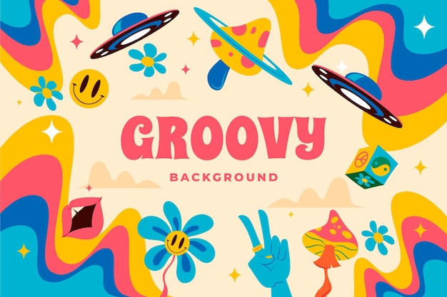 Groovy background in flat design