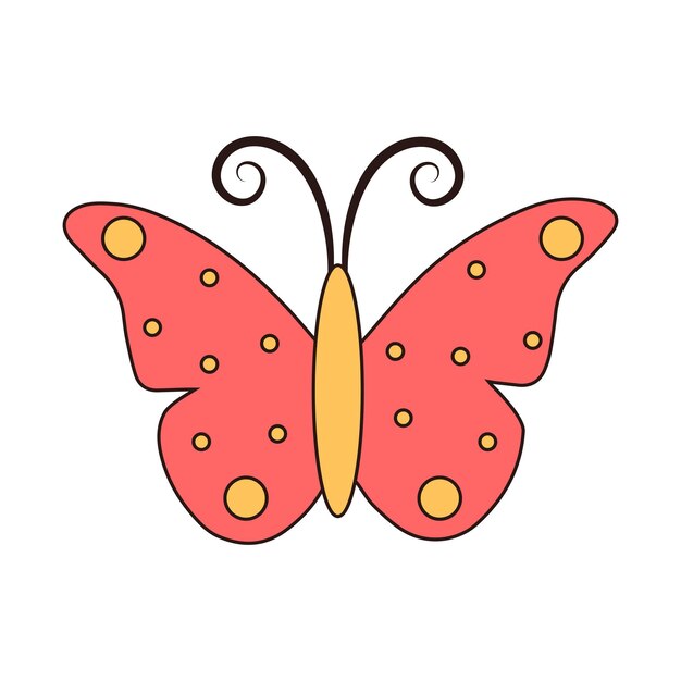 Groovy butterfly Retro hippie psychedelic clipart