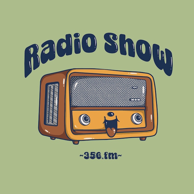 Vector groovy cartoon radio illustration