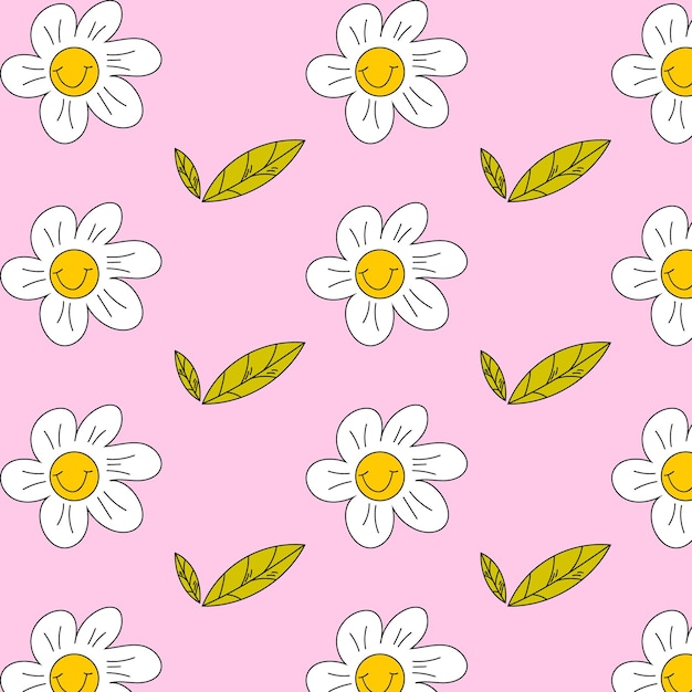 Groovy chamomileseamless pattern