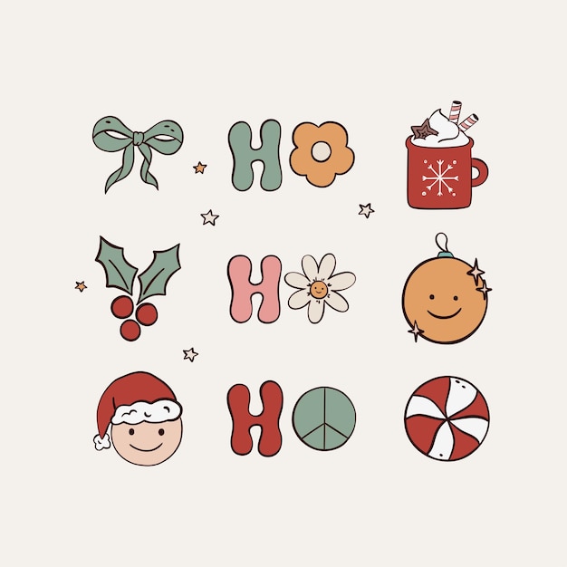 Vector groovy chrismtas elements