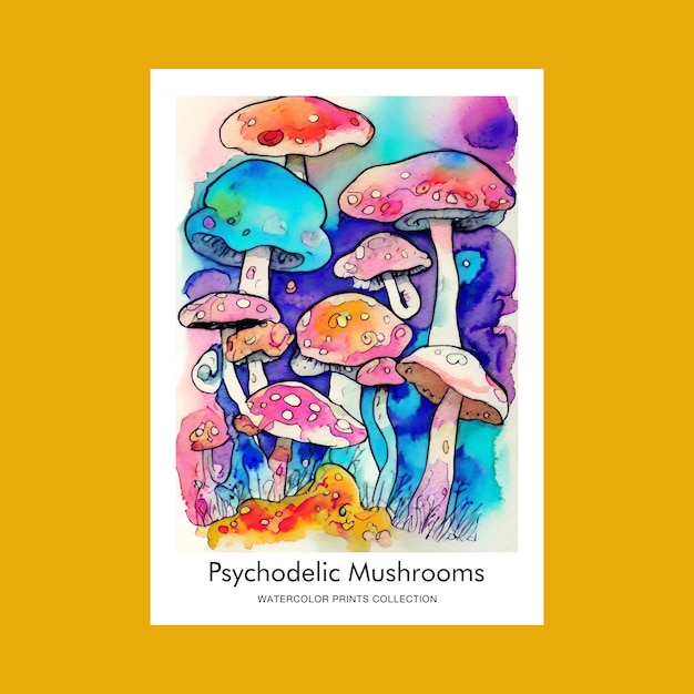 Groovy Colorful Fantasy Mushrooms Printable Art Print