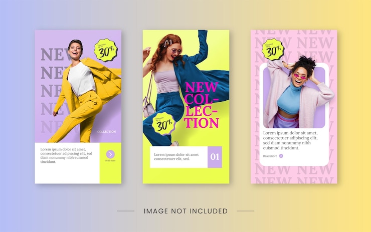 Вектор groovy colorful fashion instagram template premium vector (премиум вектор модной моды)