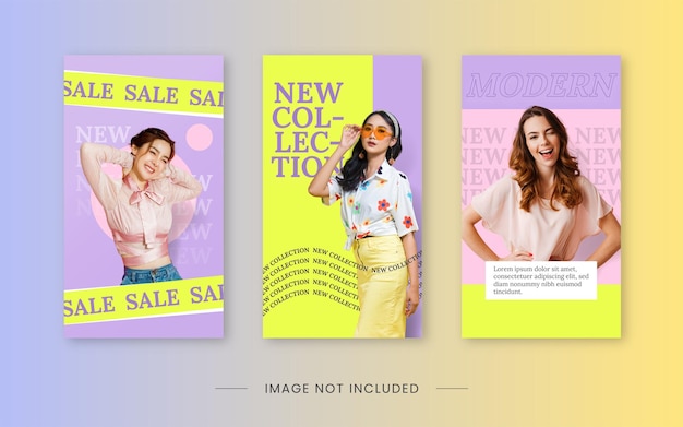 Groovy colorful fashion instagram template premium vector