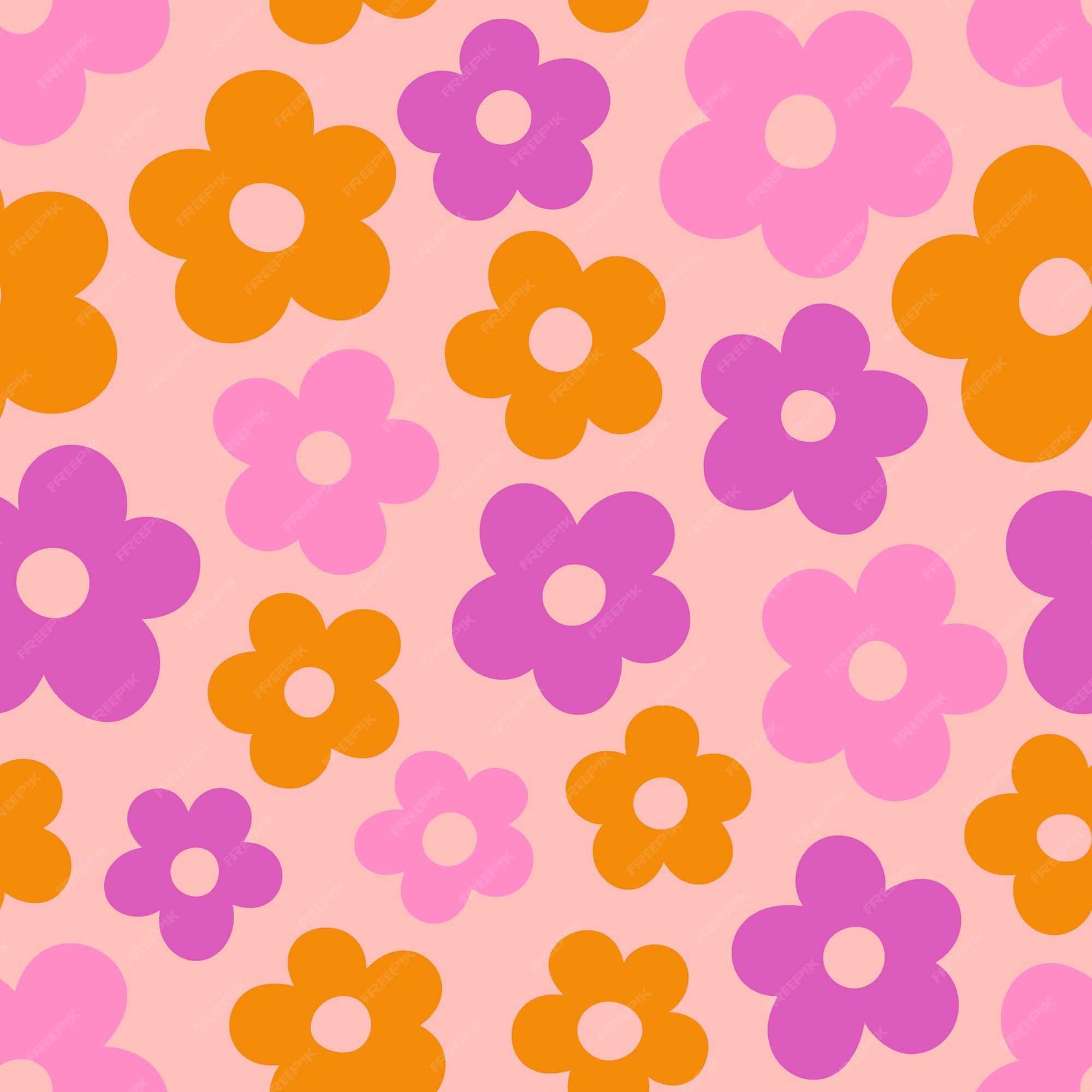 Premium Vector | Groovy daisy flowers seamless pattern floral vector ...