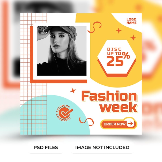 Groovy fashion week sale social media post and web banner template premium vector