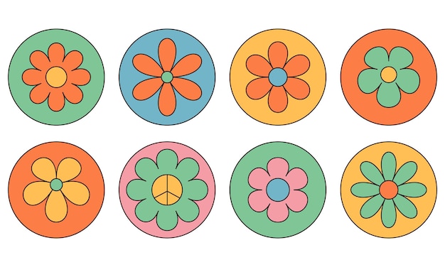 Groovy flower sticker pack