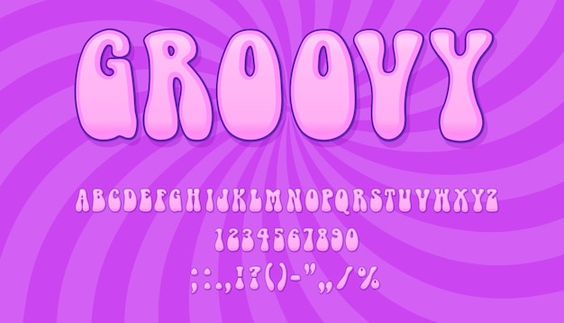 Font groovy tipo hippie alfabeto retro funky