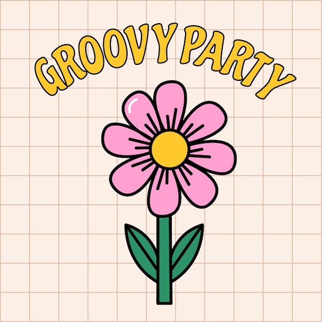 Vector groovy funny card with character retro print 90s style nostalgic vibes