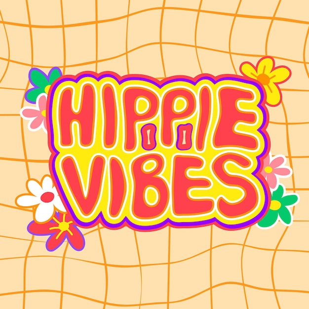 Groovy good vibes vector poster met belettering hippie