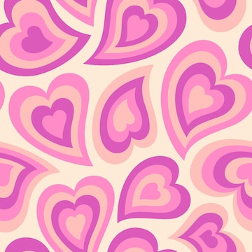 Premium Vector | Groovy hearts seamless pattern psychedelic distorted ...