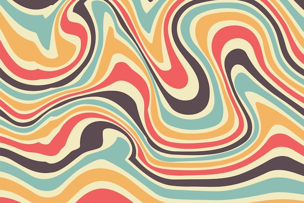 Groovy hippie 70s achtergronden met golven swirl twirl patroon