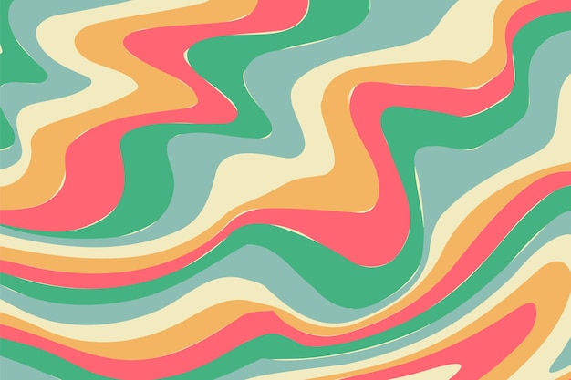 Vector groovy hippie 70s backgrounds with waves swirl twirl pattern