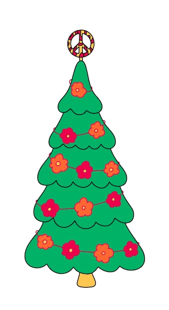 Заводная рождественская елка хиппи С Новым годом и Рождеством открытка печать приглашение на вечеринку