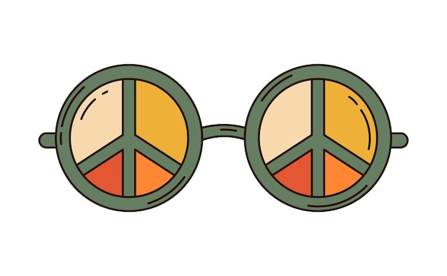 Groovy hippie sunglass Cute retro psychedelic glass Vector illustration