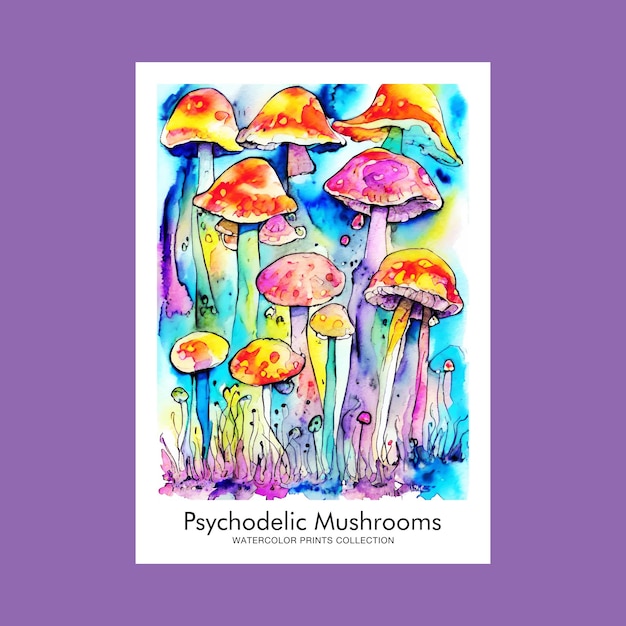 Groovy kleurrijke fantasie paddenstoelen Printable Art Print