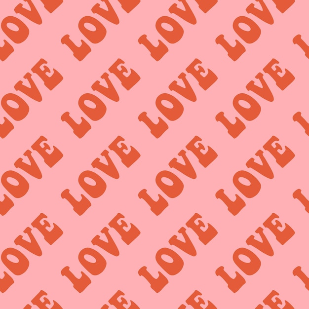 벡터 그루비 사랑스러운 배경 사랑 개념 해피 발렌타인 데이 인사말 카드 핑크와 레드 색상