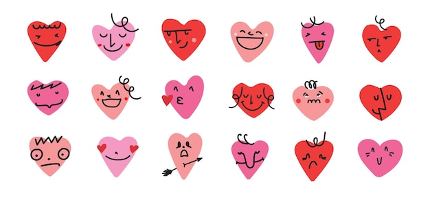 Vector groovy lovely hearts stickers love concept happy valentines day