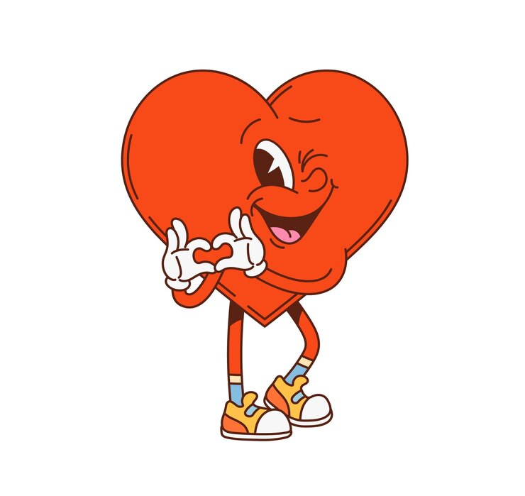 Vector groovy math heart geometric figure character