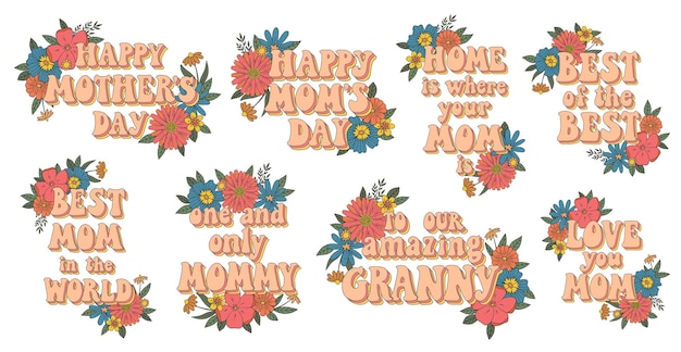 groovy Mother's day quotes phrases for greeting cards posters stickers sublimation prints