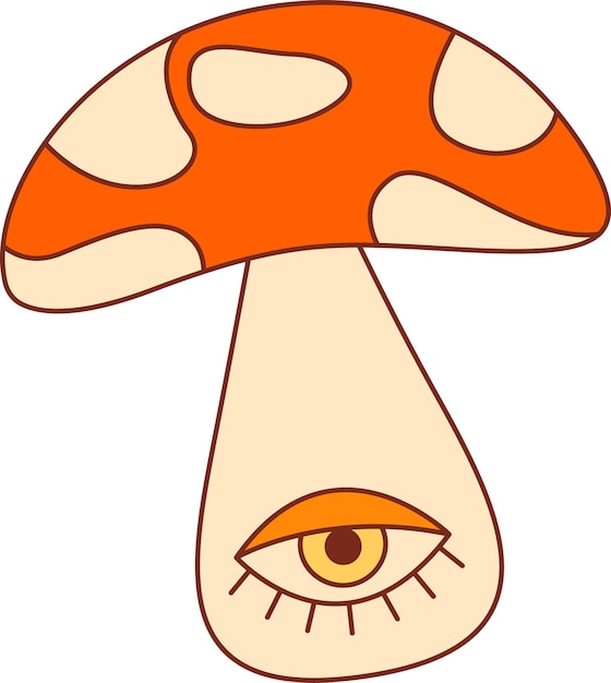 Vector groovy mushroom plant