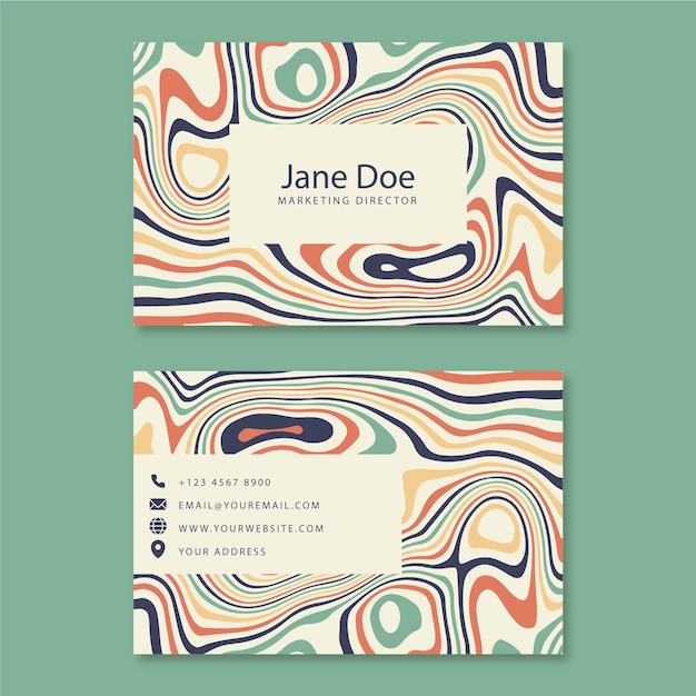 Vector groovy psychedelic business cards