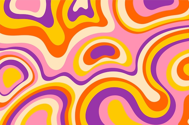 Vector groovy psychedelische handgetekende kleurrijke achtergrond