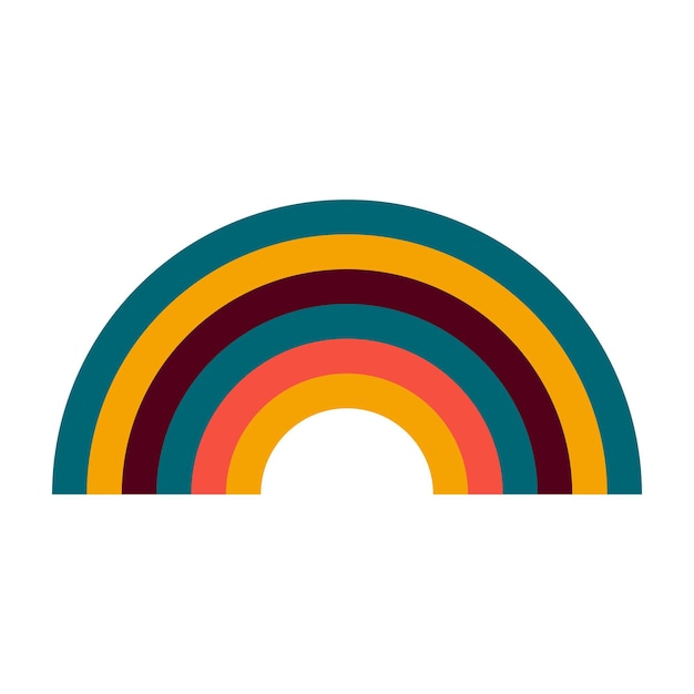 Vector groovy rainbow vector illustration in retro style