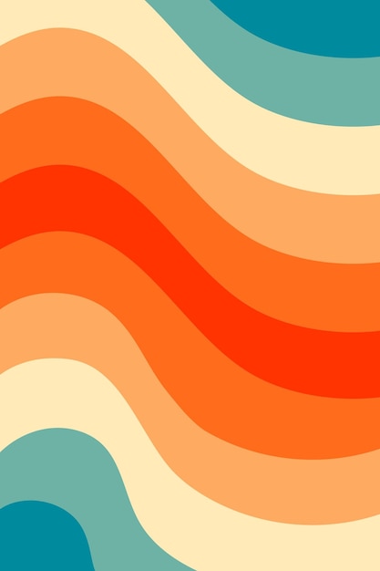 Groovy retro abstract art 70s80s aesthetic background for social media stories wallpaper Pastel summer sunset waves line