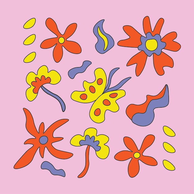 Groovy retro floral card