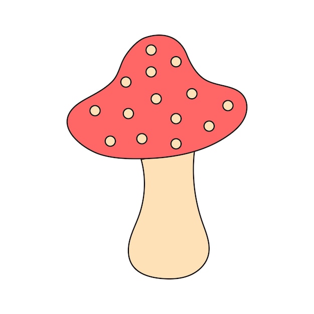 Groovy retro mushroom Vintage hippie psychedelic amanita