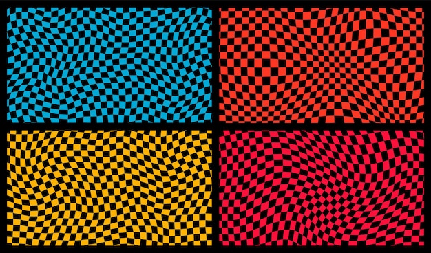 Groovy retro pattern background in psychedelic checkered backdrop style A chessboard in a minimalist abstract design with a 60s 70s aesthetic vibe hippie style y2k funky print vector illustration