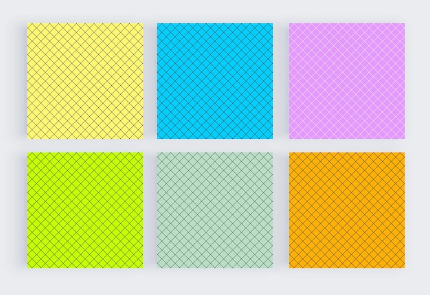 Groovy retro social media backgrounds with black square lines