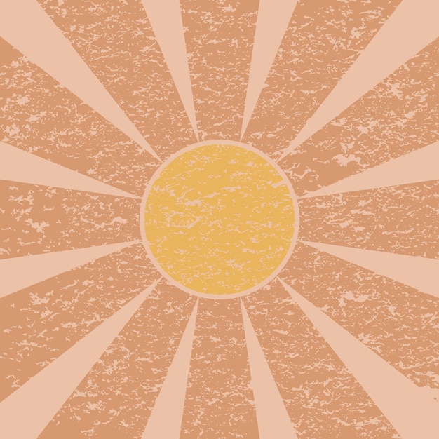 Vector groovy retro sunshine poster groovy sun pastel background boho striped background