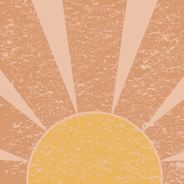 Вектор Заводной ретро солнечный постер заводной восход солнца пастельный фон винтажный полосатый фон