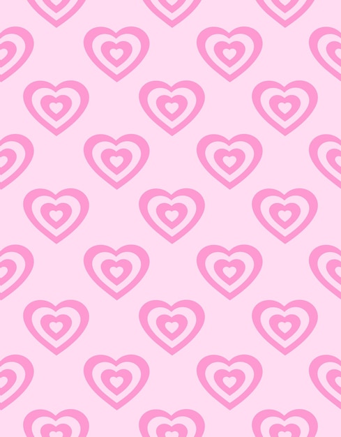 Groovy romantic hearts seamless pattern.