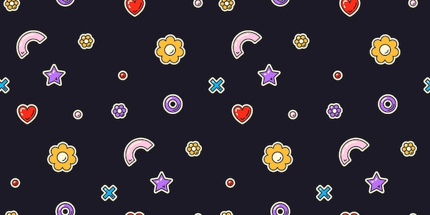 Vector groovy seamless pattern on dark background