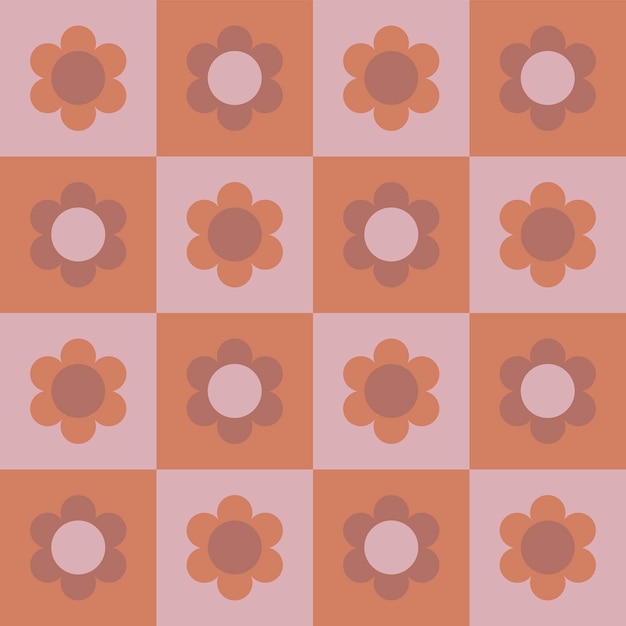 Groovy seamless pattern with flowers