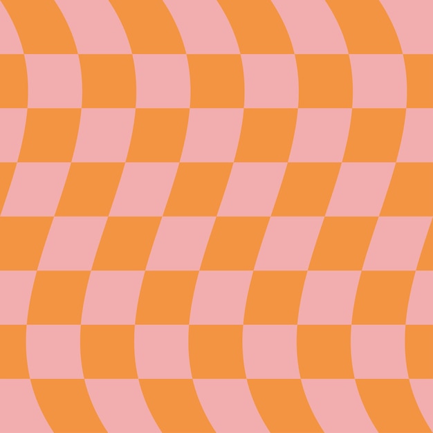 Vector groovy seamless pattern with squares orange and pink psychedelic background