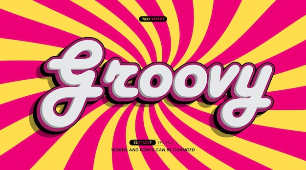 Groovy slogan bewerkbaar teksteffect met achtergrond