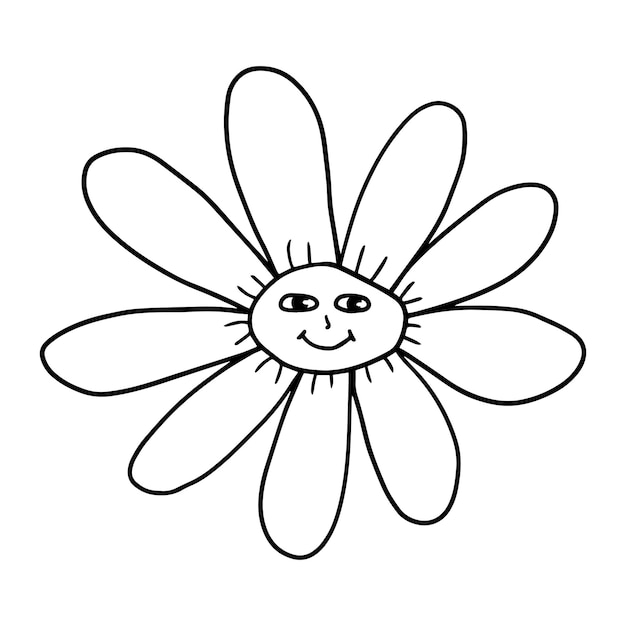 Groovy Smiley Flower met Hippie Positive 70s retro lachende madeliefje bloemenprint.
