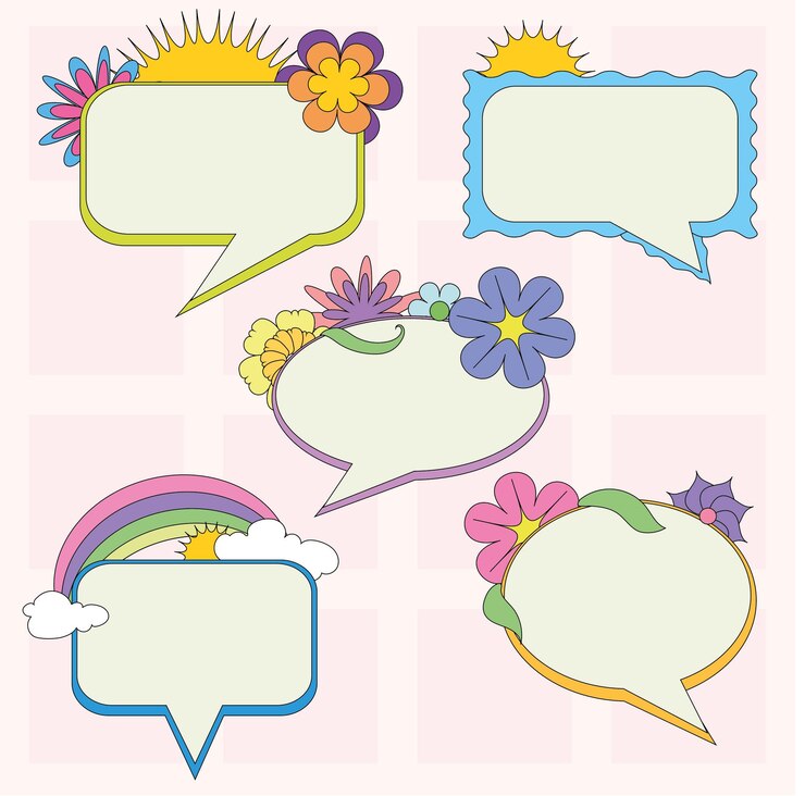 Vector groovy speech balloon bubble