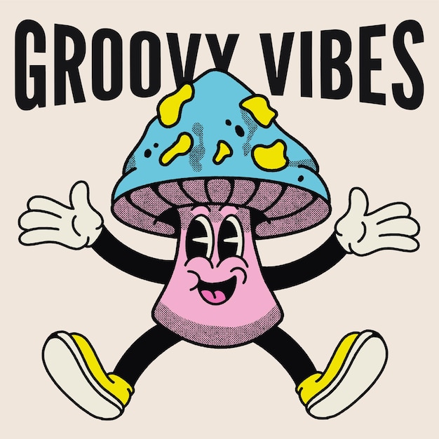 Groovy Vibes With Mushroom Groovy 캐릭터 디자인