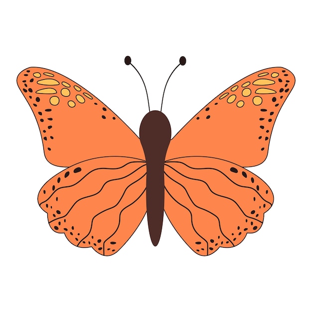 Vector groovy vlinder boho zomer retro kleuren vlinder icoon hippie psychedelisch element