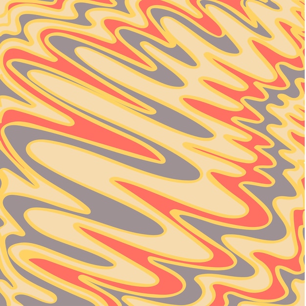Заводной волнистый квадратный баннер Абстрактное ретро-линейное искусство эстетика стиля 70-х Модные 1960-е годы цветные волны канавки фон Психоделический винтажный дизайн Обои триповый жидкий плакат Векторная иллюстрация