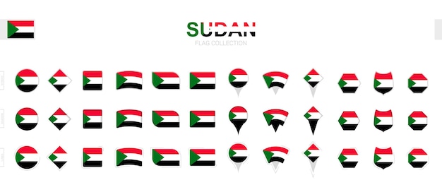Grote collectie Soedan-vlaggen in verschillende vormen en effecten